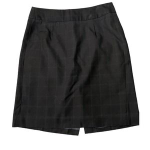 Banana Republic Skirt Womens Size 2 Navy Blue Grid Print Mini Back Slit Lined